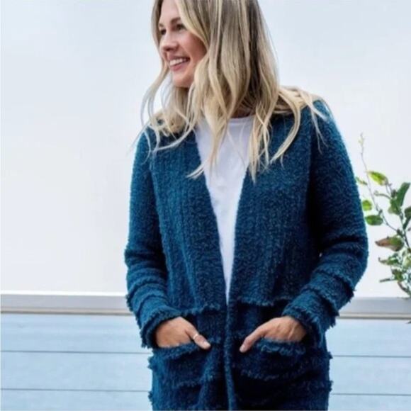 Barefoot Dreams Teal CozyChic Boardwalk Cardigan Sweater - Picture 1 of 12